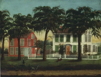 Houses on the Fox River, Illinois — Artist unknown