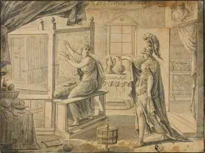 Arachne Being Turned into a Spider by Minerva — Maerten de Vos