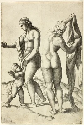 Venus, Cupid, and Pallas Athena — Marcantonio Raimondi