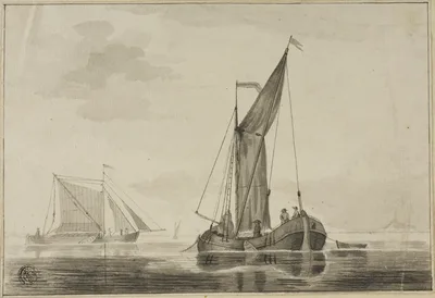 Boats in a Limpid Sea — Johannes Christiaan Schotel