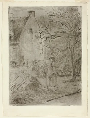 Woman Emptying a Wheelbarrow — Camille Pissarro