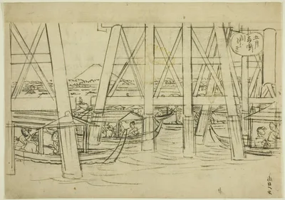 Sketch of Ryogoku Bridge — Utagawa Hiroshige II