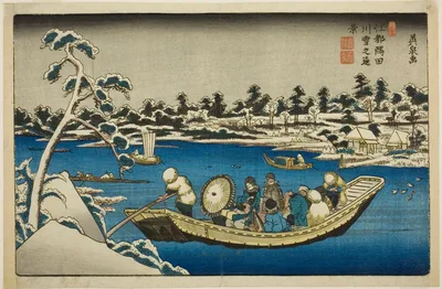Distant View of Snow on the Sumida River in Edo — Keisai Eisen