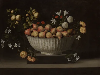 Flowers and Fruit in a Porcelain Bowl — Juan de Zurbarán