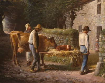 Peasants Bringing Home a Calf Born in the Fields — Jean-François Millet