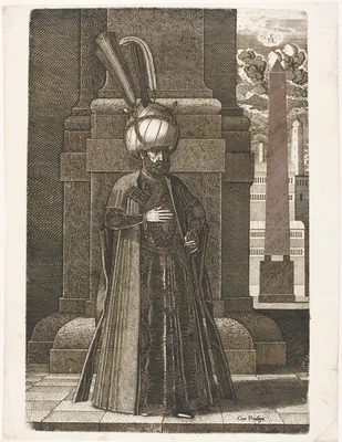 Portrait of Ismail, Ambassador of the Persian Shah Tahmasp I, Standing — Melchior Lorck