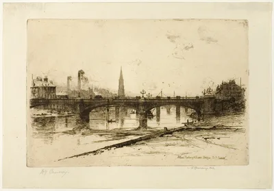 Albert, Railway, and Victoria Bridges, plate six from the Clyde Set — David Young Cameron