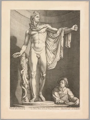 The Apollo Belvedere, plate 3 from Three Famous Antique Sculptures — Hendrik Goltzius