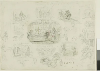 Fashions and Frights of 1829 (recto); Angels Ever Bright and Fair (verso) — George Cruikshank