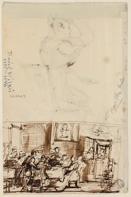 People at a Table (recto), and Study for Cottage Toilet (verso) — David Wilkie