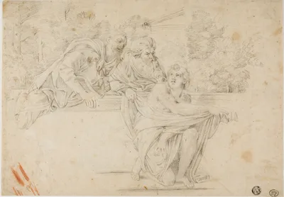 Susanna and the Elders (recto); Profile Head of Woman (verso) — Annibale Carracci