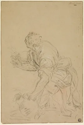 Man Kneeling With Jug (recto); Standing Man (verso) — Niccolo Pussino