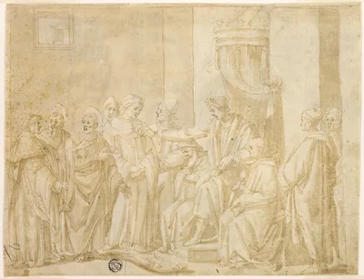 Saints Peter and Paul Disputing with Simon Magus before Nero (recto); Five Scenes from the Story of Moses (verso) — Andrea Boscoli