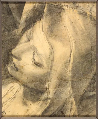Head of the Swooning Virgin: Study for the Deposition (recot) Base of Column (verso) — Federico Barocci