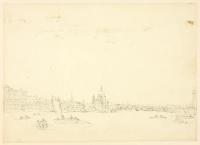 Study for View of London from the Thames — Augustus Charles Pugin