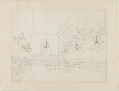 Study for The Hall, Blue Coat School, from Microcosm of London — Augustus Charles Pugin