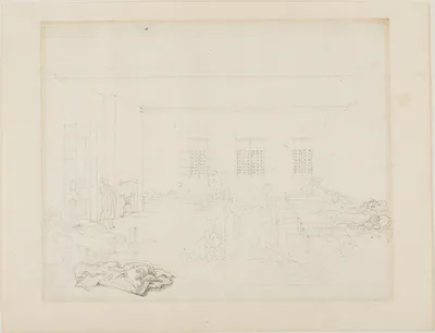 Study for Bridewell Prison, Women's Side, from Microcosm of London — Augustus Charles Pugin