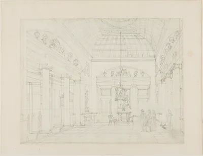 Study for The Hall, Carlton House, from Microcosm of London — Augustus Charles Pugin