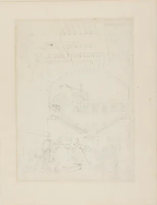 Study for Water Engine, Cold-Bath, Field's Prison, from Microcosm of London — Augustus Charles Pugin