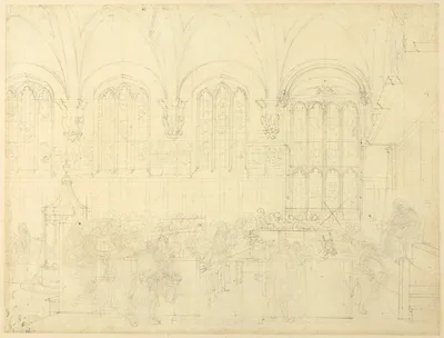 Study for Court Chancery, Lincoln's Inn Hall, from Microcosm of London — Augustus Charles Pugin