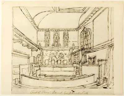 Study for Court of King's Bench, Westminster Hall, from Microcosm of London — Augustus Charles Pugin