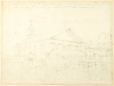 Study for Covent Garden Market, Westminster Election, from Microcosm of London — Augustus Charles Pugin