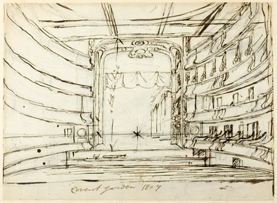Study for Covent Garden Theatre, from Microcosm of London — Augustus Charles Pugin