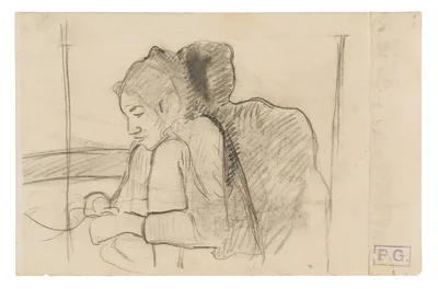 Seated Tahitian Woman (recto), Sketches of Roosters and Chickens (verso) — Paul Gauguin