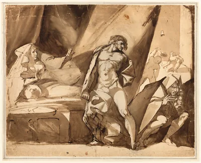The Discovery (recto), Two Sketches of Standing Male Figures (verso) — Henry Fuseli