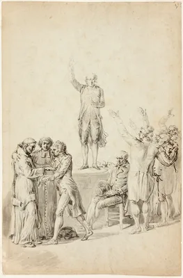 Study for The Oath of the Tennis Court: Bailly Standing on the Desk, Asking for a Vote — Jean-Pierre Norblin de La Gourdaine