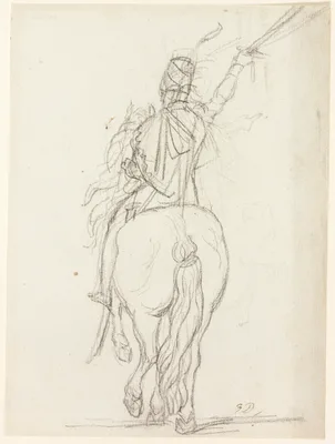 Mounted Officer from the Back — Jacques-Louis David