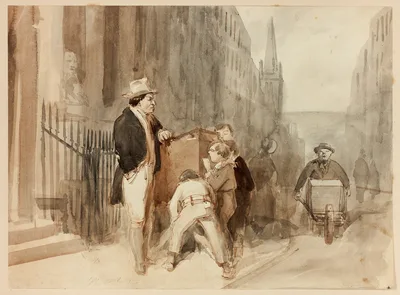 Boys at Peepshow in Street — Clarkson Frederick Stanfield