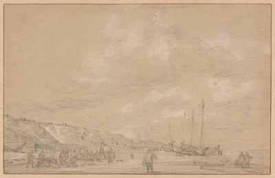Fishermen Drying Nets on Scheveningen Beach — Simon de Vlieger