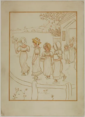 Girls Going Down a Lane — Kate Greenaway