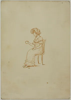 Seated Girl Holding Tea Cup — Kate Greenaway