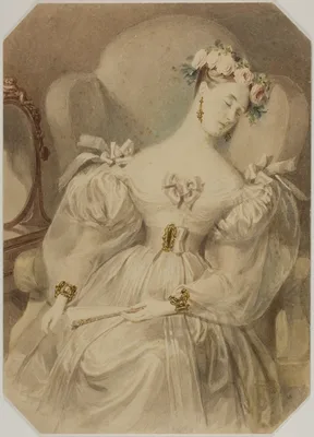 Woman in Evening Dress Asleep in Armchair — Alfred Edward Chalon