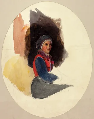 Sketch of Seated Woman in Peasant Costume — John Frederick Lewis