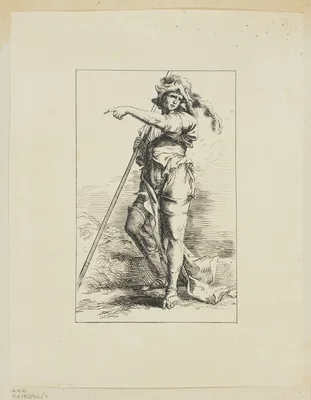 Figure with Staff Pointing — Salvator Rosa
