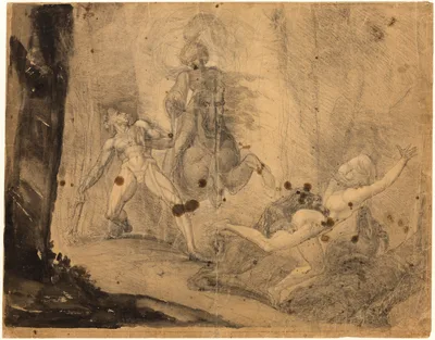 Theodore Meets in the Wood the Specter of His Ancestor Guido Cavalcanti, Chasing with Mastiffs His Former Disdainful Mistress — Henry Fuseli