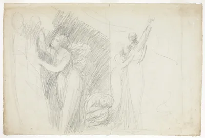 Prospero, Miranda, and Caliban, from The Tempest — George Romney