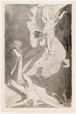 Dante Swoons before the Soaring Souls of Paolo and Francesca, Virgil at his Side — Henry Fuseli
