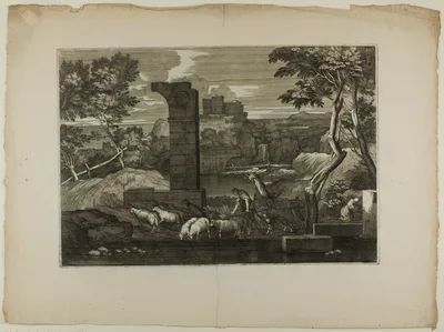 Landscape with a Shepherd and His Flock — Sébastien Bourdon