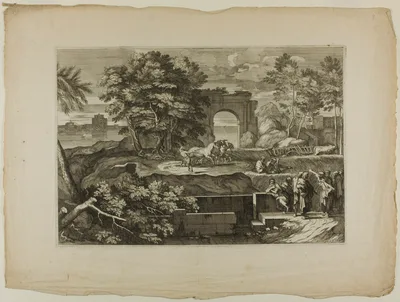 Christ and His Disciples with a Triumphal Arch in the Distance — Sébastien Bourdon