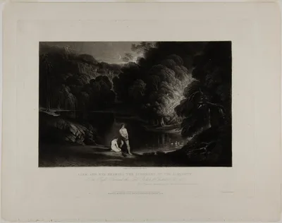 Adam and Eve Hearing the Judgement of the Almighty, from Illustrations of the Bible — John Martin