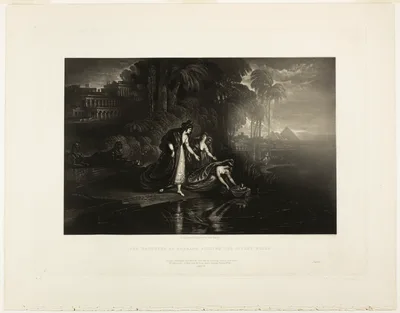 The Daughter of Pharoah Finding the Infant Moses, from Illustrations of the Bible — John Martin