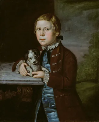 Boy of Hallett Family with Dog — Artist unknown