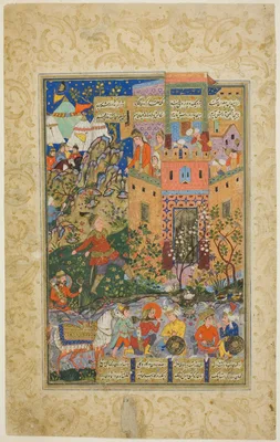 Zal Climbing to Rudaba, page from a copy of the Shahnama of Firdausi — Islamic