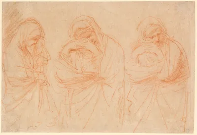 Madonna Mourning: Studies for the Entombment of Christ — Guercino