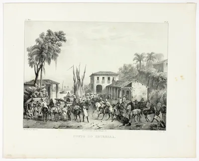 Port of Estrella, plate 13 from Landscapes, volume 1 of Voyage pittoresque dans le Brésil — Victor Adam