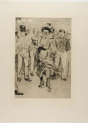 Plate from l'Assommoir (dancing woman with circle of onlookers) — Gaston La Touche